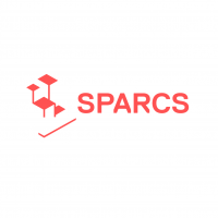 SPARCS - Logo, rote Schrift auf weißem Hintergrund