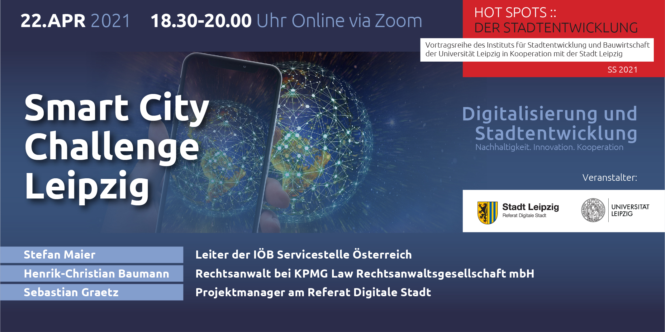 Flyer HOTSPOTS:: Der Stadtentwicklung Veranstaltungsreihe Sommersemester 2021, alle Infos im Artikel